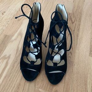Nine West Black Sandals Lace Up Heels Size 7.5